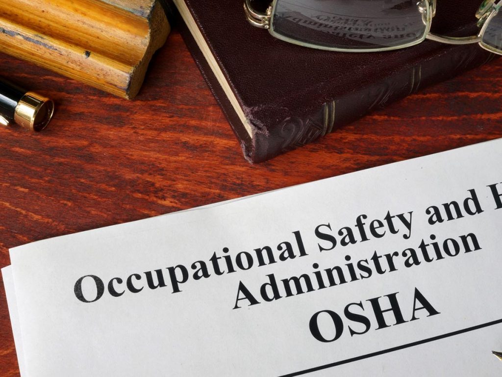 An image of a document with the title “Occupational Safety and Health Administration OSHA”