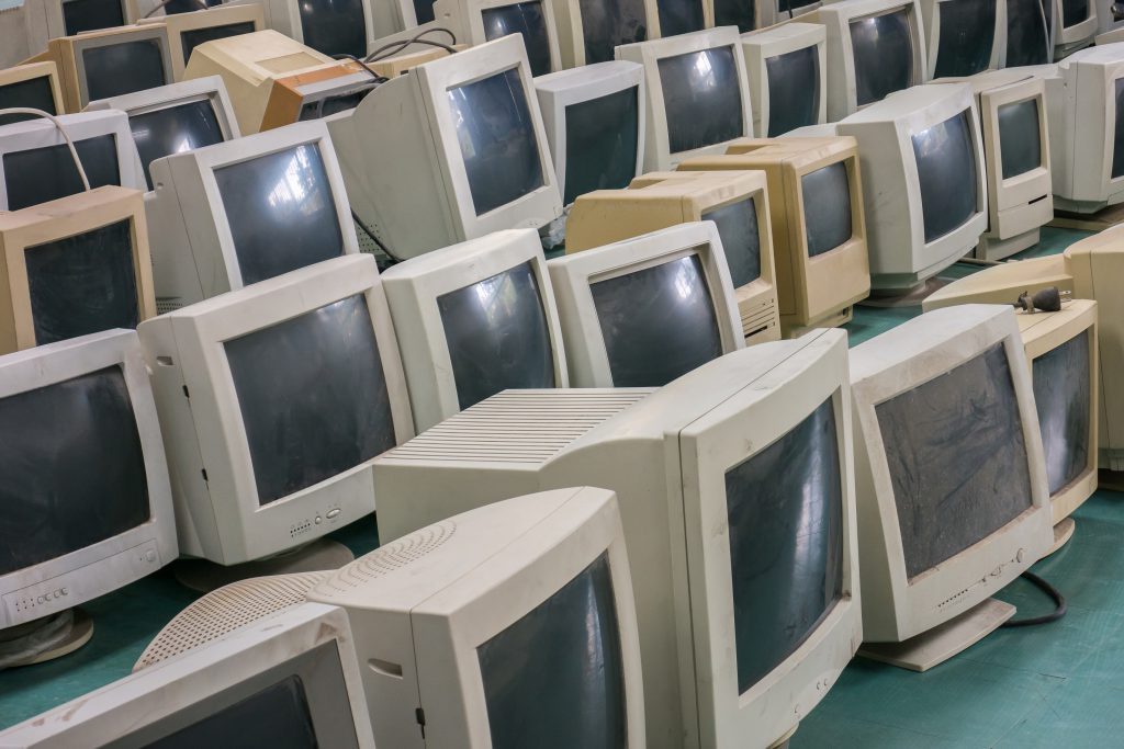 Used CRT computer monitors in need of disposal